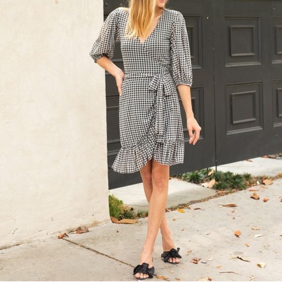 GANNI Ruffle-trimmed gingham mini wrap dress 34 - Picture 8 of 13